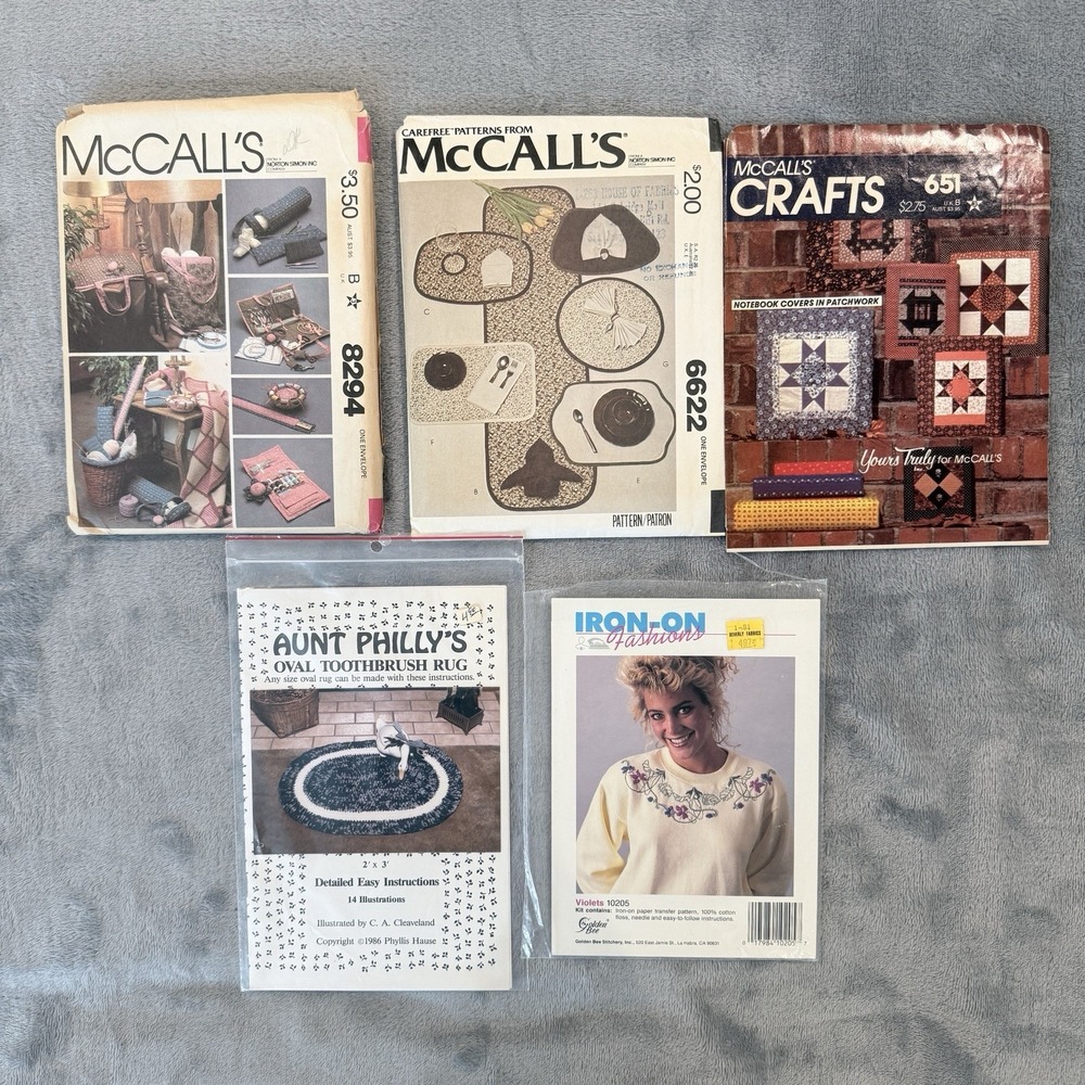 Vintage Craft Sewing Patterns Lot McCall's Aunt Philly's Rug Quilting 8294 6622